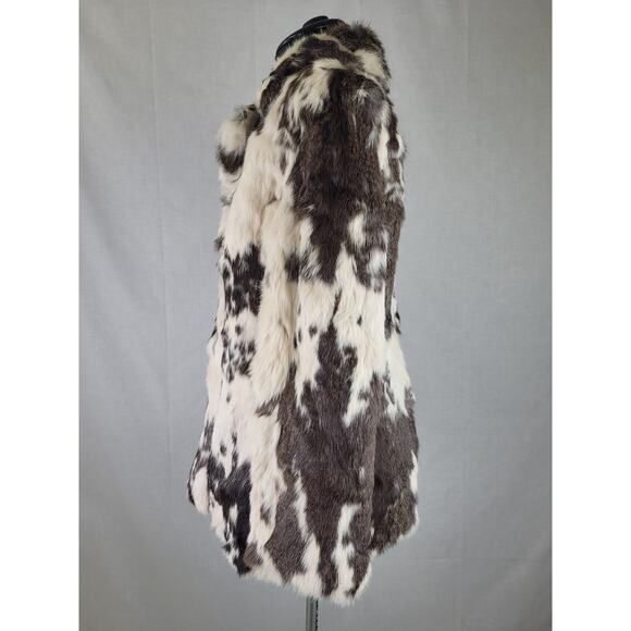 Vintage Rabbit Fur Black & White Jacket Coat Women's Sz M - Picture 8 of 11